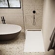 STANO - Receveur de douche 90 x 170 cm extra plat blanc LUCIA en SoliCast® surface ardoisée - vignette