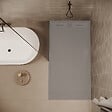 STANO - Receveur de douche 90 x 160 cm extra plat gris SALVI en SoliCast® surface ardoisée - vignette