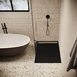 STANO - Receveur de douche 80 x 120 cm extra plat noir LUCIA en SoliCast® surface ardoisée - vignette