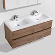 STANO - Meuble salle de bain design double vasque SIENA largeur 144 cm noyer - vignette