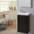 GODART - Meuble lave mains wc noir mat sans robinetterie - l.42.5 X H. 72.5 cm - pour robinetterie à gauche - Austral - vignette