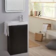 GODART - Meuble lave mains wc noir mat avec porte serviettes - l.48 X H. 72.5 cm - pour robinetterie à droite - Austria - vignette