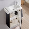 GODART - Meuble lave mains wc noir mat avec porte serviettes - l.48 X H. 72.5 cm - pour robinetterie à droite - Austria - vignette