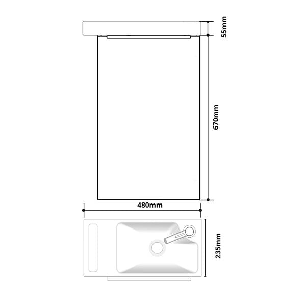GODART - Meuble lave mains wc noir mat avec porte serviettes - l.48 X H. 72.5 cm - pour robinetterie à droite - Austria - large