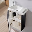 GODART - Meuble lave mains wc noir mat avec porte serviettes - l.48 X H. 72.5 cm - pour robinetterie à gauche - Austria - vignette