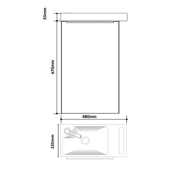 GODART - Meuble lave mains wc noir mat avec porte serviettes - l.48 X H. 72.5 cm - pour robinetterie à gauche - Austria - large