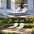 VOUNOT - Transat pare soleil Textilene et range magazine Lot de 2 pcs Beige - vignette