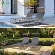 VOUNOT - Transat pare soleil Textilene et range magazine Lot de 2 pcs Gris - vignette