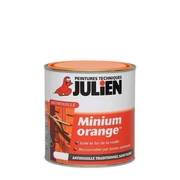 JULIEN - Primaire antirouille MINIUM ORANGE MAT Orange Mat 0.5L - large