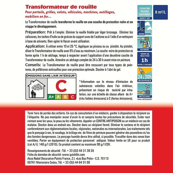 JULIEN - Transformateur de rouille AEROSOL STOP'ROUILLE Noir SATIN - 0.20L - large