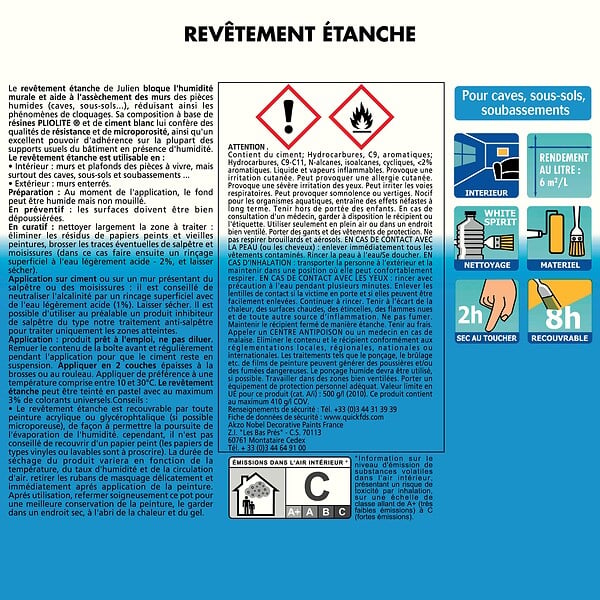 JULIEN - Revêtement étanche cave et sous-sols - Blanc mat - 2,5L - large
