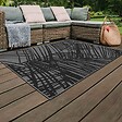 OVIALA - Tapis d'extérieur en polypropylène 120 x 170 cm noir - Palmio - vignette