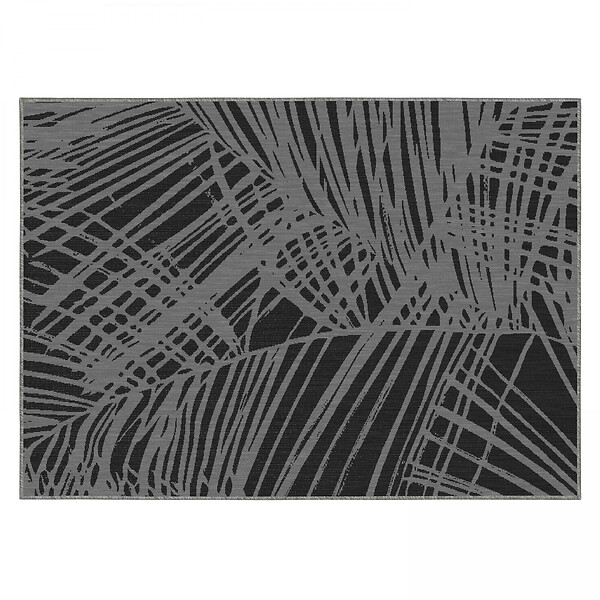 OVIALA - Tapis d'extérieur en polypropylène 120 x 170 cm noir - Palmio - large
