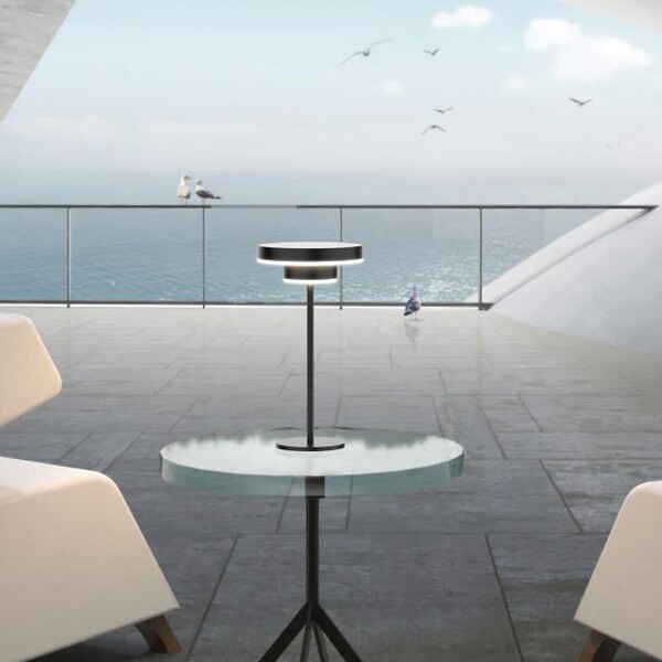 LUMIHOME - Lampe de table led solaire genova noire - large