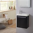 GODART - Pack lave-mains meuble Noir Mat - Mitigeur à gauche - L.42.5 X H. 52.5 cm - Hamac 2 - vignette