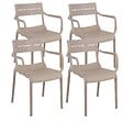 OVIALA - Lot de 4 fauteuils de terrasse en plastique beige - Paname - vignette