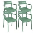 OVIALA - Lot de 4 fauteuils de terrasse en plastique vert sauge - Paname - vignette
