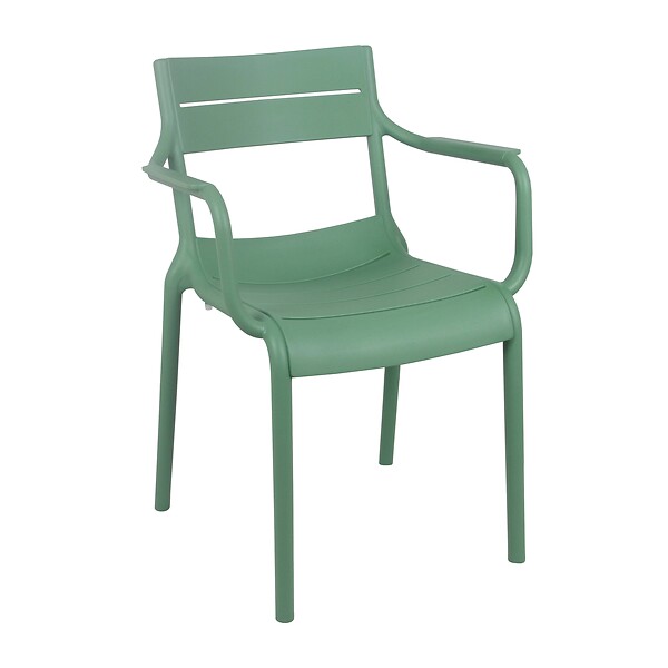 OVIALA - Lot de 4 fauteuils de terrasse en plastique vert sauge - Paname - large
