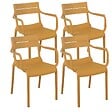 OVIALA - Lot de 4 fauteuils de terrasse en plastique jaune moutarde - Paname - vignette