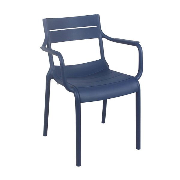 OVIALA - Lot de 4 fauteuils de terrasse en plastique bleu pacific - Paname - large