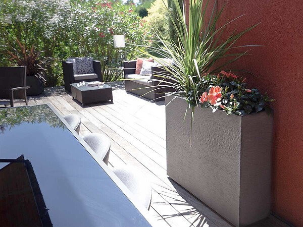 EDA - 2 Jardinières rectangulaire Graphit - 99,5 x 29,5 x 78,5 cm - 63 L - Gris anthracite - Eda - large