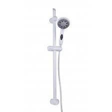 PERFECTLINE - Set de douche avec douchette 3 jets, flexible et barre de douche blanc - large