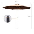 OUTSUNNY - Parasol en métal rond polyester 180g/m² manivelle inclinable Ø 2,95 x 2,5 m chocolat - vignette