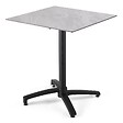 OVIALA - Ensemble table 70 cm marbre et 2 chaises en métal taupe - Opéra - vignette