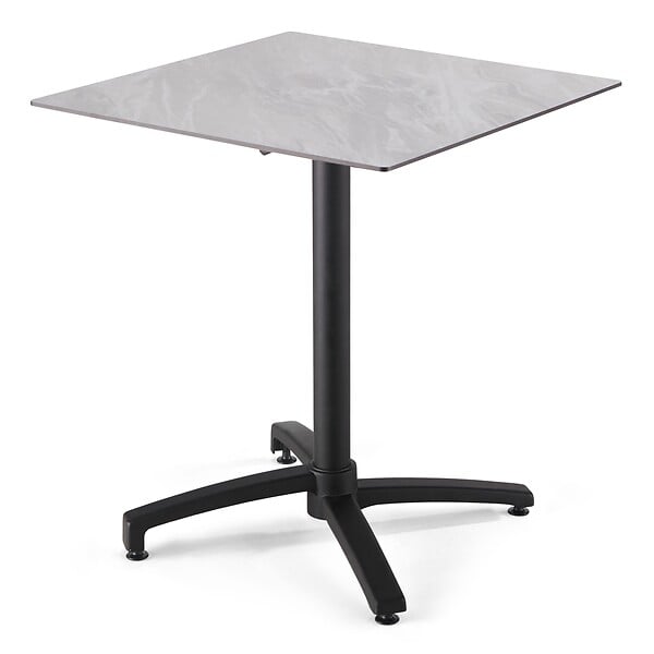 OVIALA - Ensemble table de terrasse stratifié marbre et 4 fauteuils gris - Opéra - large