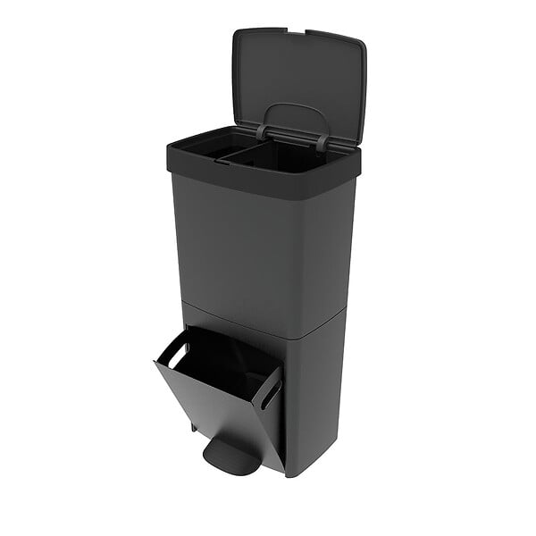 KITCHEN MOVE - Poubelle pédale tri sélectif PICEA gris 70L - large