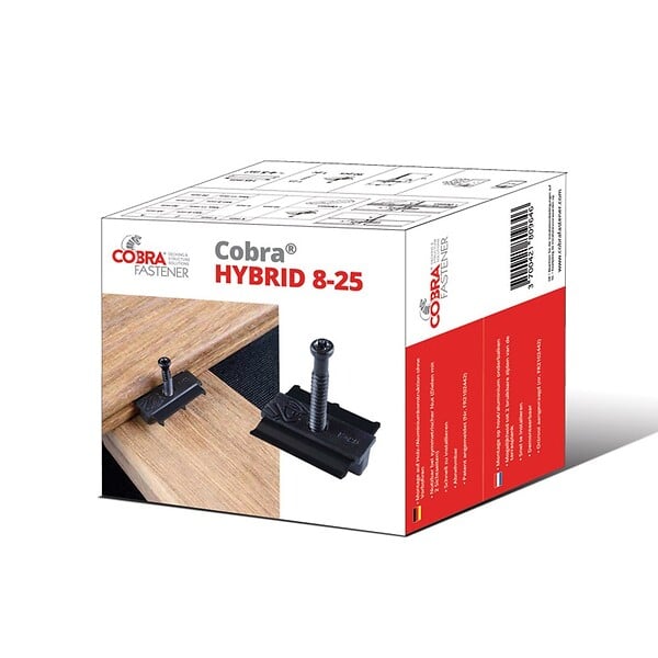 DECKLINEA - Clip Terrasse Bois HYBRID 8-25 - 90 clips + Vis 4x43mm - Pour Lames en Bois Exotique et Bois durs - Stable, Facile à Poser & Resistant - large