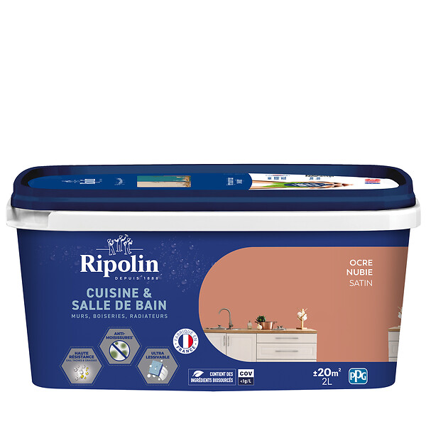 RIPOLIN - Peinture satinée cuisine et bain Ripolin - Ocre Nubie - 2L - large