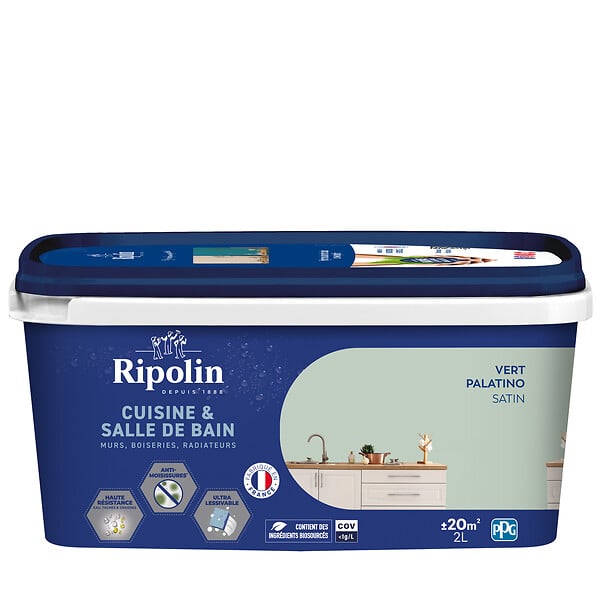RIPOLIN - Peinture cuisine et bain - Vert Palatino - 2L - large