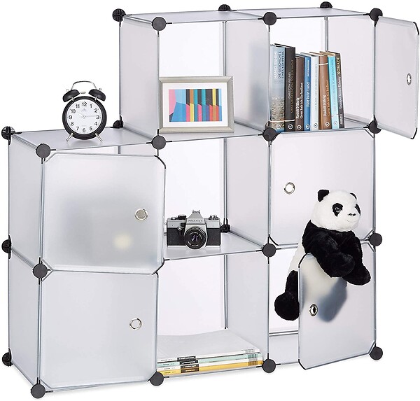 Étagère Modulable Relaxdays 9 Casiers - Rangement DIY, Plastique, Noir, 95.5x95.5x32 Cm