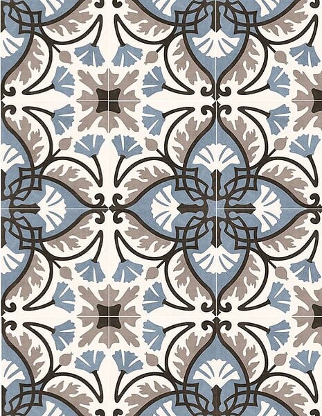 COMPTOIR DU CERAME - Carrelage pour sol et mur en grès cérame FLORAL BLEU ET MARRON 20 cm X 20 cm pour intérieur - MK2305226 - large