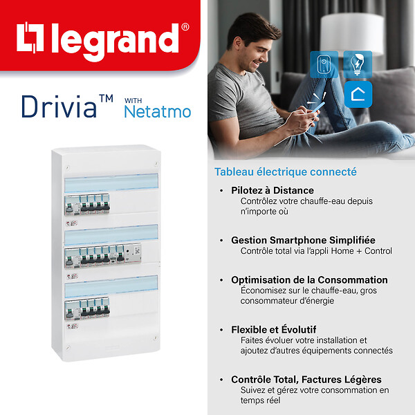 LEGRAND - tableau monte cable connecte chauffe-eau - large