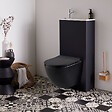 GODART - Pack WC suspendu avec lave-mains intégré + cuvette gain de place sans bride corolla Noir mat - vignette