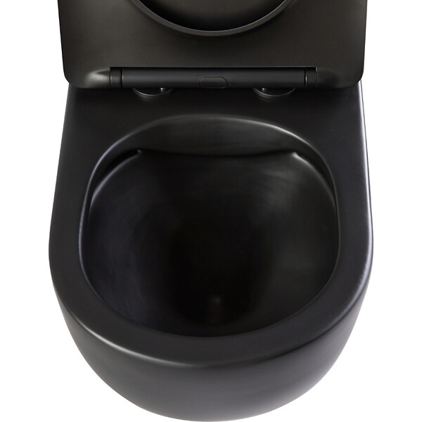 GODART - Pack WC suspendu avec lave-mains intégré + cuvette gain de place sans bride corolla Noir mat - large