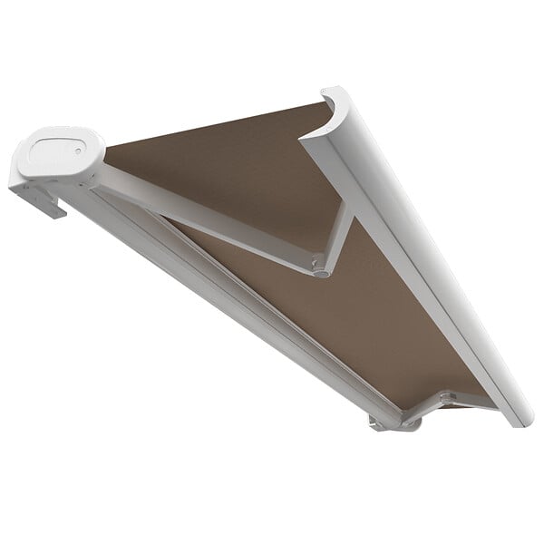 INTERSUN - Store banne coffre intégral HEVOA 4,00x3,00 M (Motorisé Secours à Télécommande + LED - Blanc satiné RAL9010 - Taupe 250g/m²) - large
