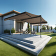 INTERSUN - Store banne double pente ENARGITE 4,00x2x3,00 M (Manuelle - Gris anthracite structuré RAL7016ST - Taupe 250g/m²) - vignette