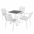OVIALA - Ensemble table 60 cm ardoise et 4 chaises en métal blanc - Opéra - vignette