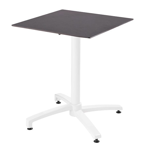 OVIALA - Ensemble table 60 cm ardoise et 4 chaises en métal blanc - Opéra - large