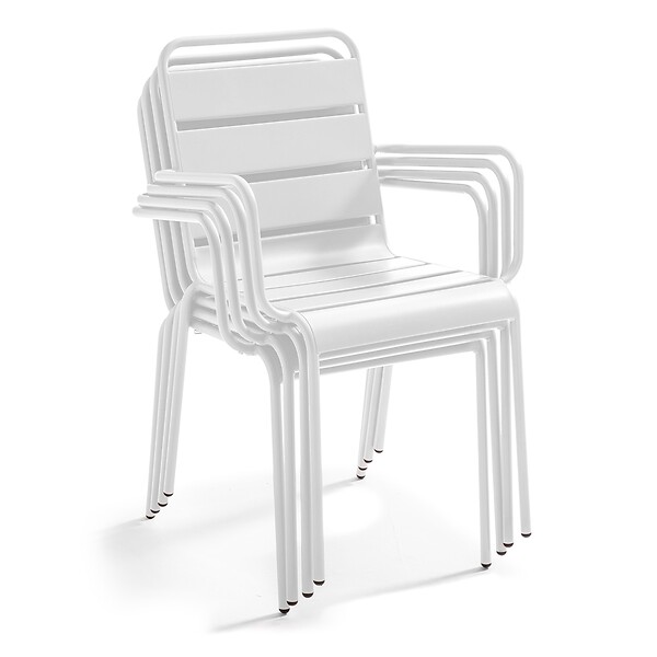 OVIALA - Ensemble table terrasse terrazzo et 2 chaises blanc - Opéra - large