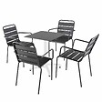 OVIALA - Ensemble table 60 cm ardoise et 4 chaises en métal gris - Opéra - vignette
