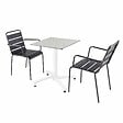 OVIALA - Ensemble table de terrasse terrazzo et 2 chaises gris - Opéra - vignette