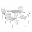 OVIALA - Ensemble table 60 cm béton gris clair et 4 chaises en métal blanc - Opéra - vignette