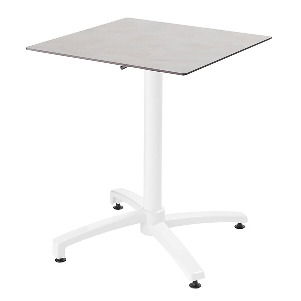 OVIALA - Ensemble table 60 cm béton gris clair et 4 chaises en métal blanc - Opéra - large