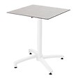 OVIALA - Ensemble table 60 cm béton gris clair et 4 chaises en métal blanc - Opéra - vignette