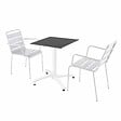 OVIALA - Ensemble table de terrasse noir et 2 fauteuils blanc - Opéra - vignette