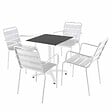 OVIALA - Ensemble table 60 cm noir et 4 chaises en métal blanc - Opéra - vignette